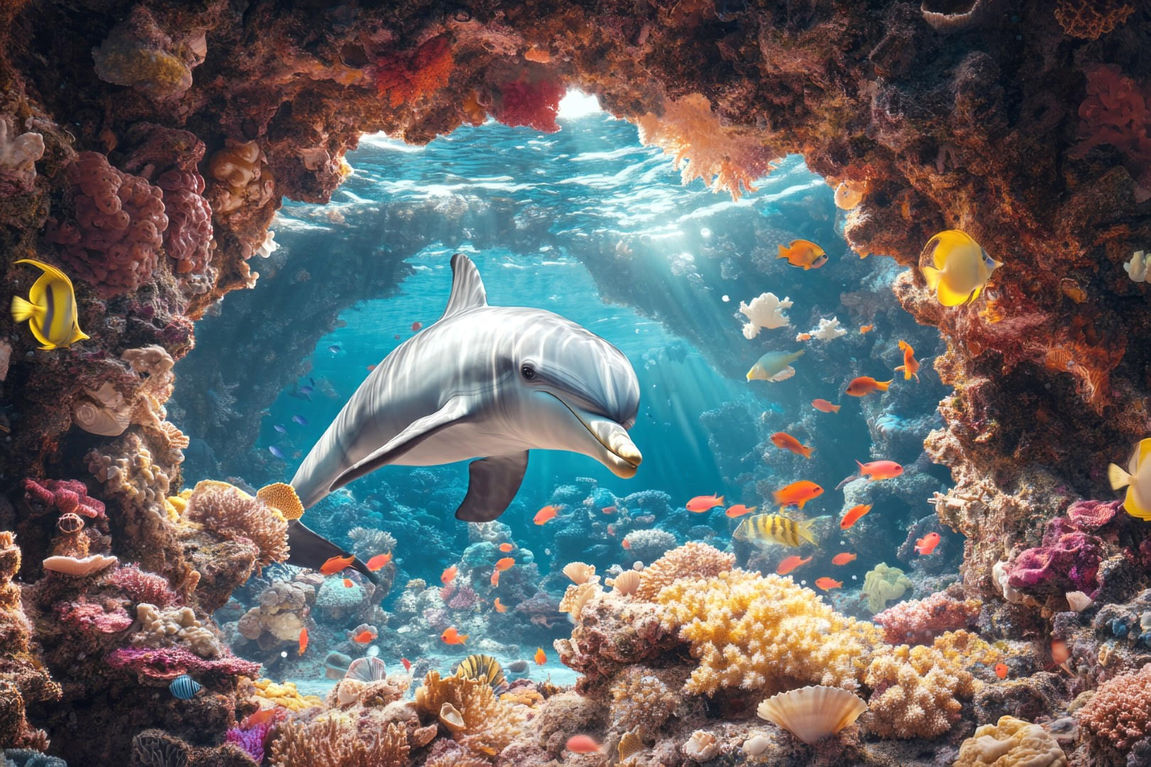 5976 - Sunlit Reef Dolphin, Square