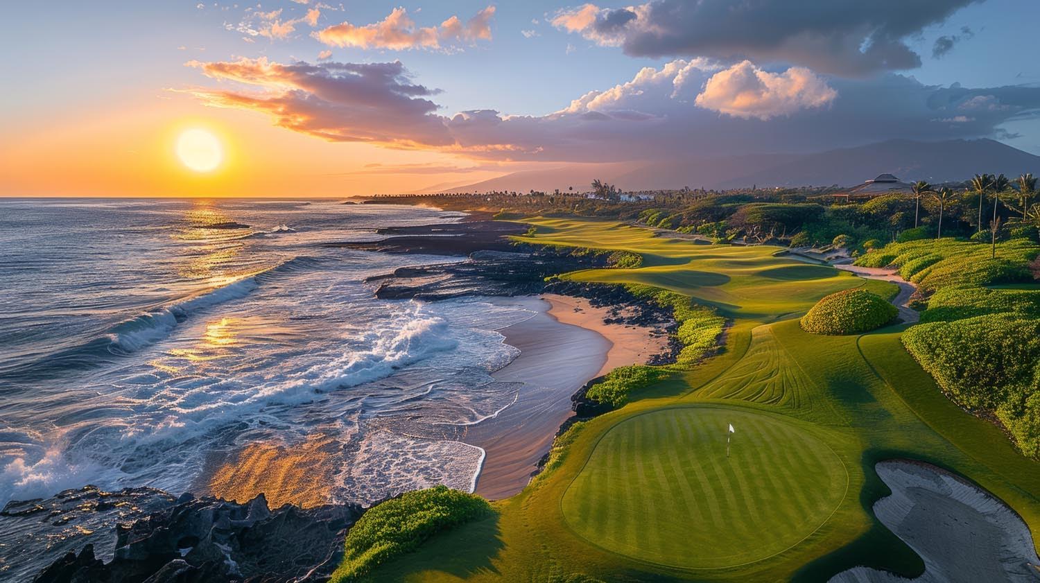 7935 - Mauna Kea Golf Sunset, Hawaii, Panoramic